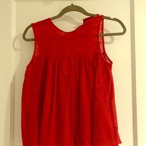 Zara Red Sheer Sleeveless Top